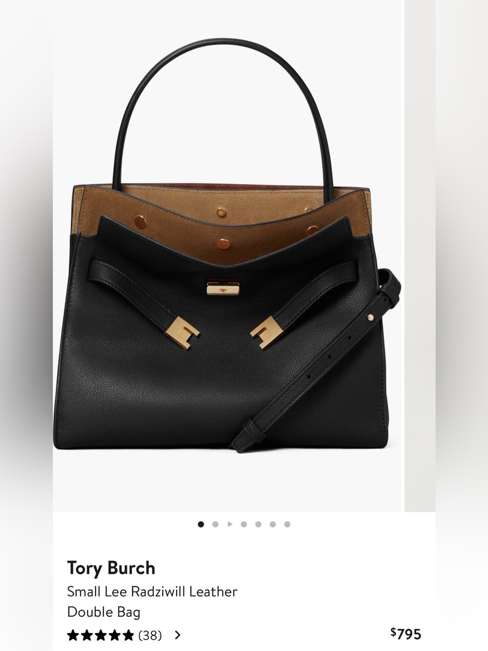 Tory Burch Small Lee Radziwill Leather Double Bag - Picture 3 of 3